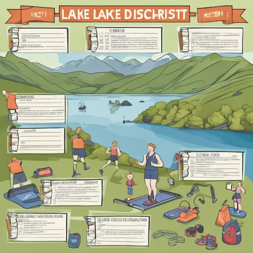 AI Generated illustration of people completing out door activities and sports in the Lake District
