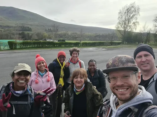 Selfie with Ewen and a walking group