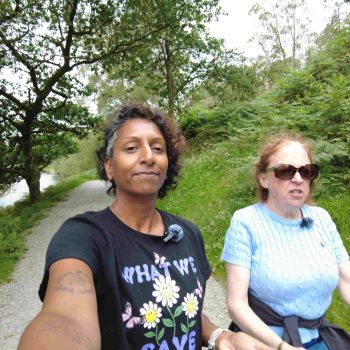 Amal and Sukanya walking around Tarn Hows